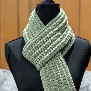 Cozy Handmade Crochet Scarf in Sage Green